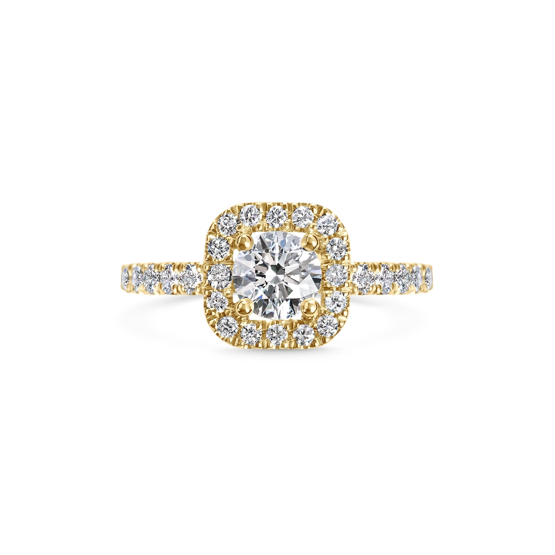 0.6 ct Cushion F- VS1 Diamond Halo & Pave Engagement Ring