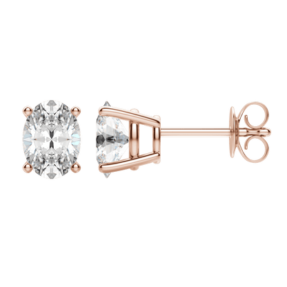 0.50 CT-2.0 CT Oval Solitaire CVD F/VS Diamond Earrings