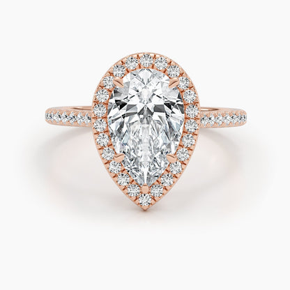 2.51ct Pear F- VS Halo & Pave Diamond Engagement Ring