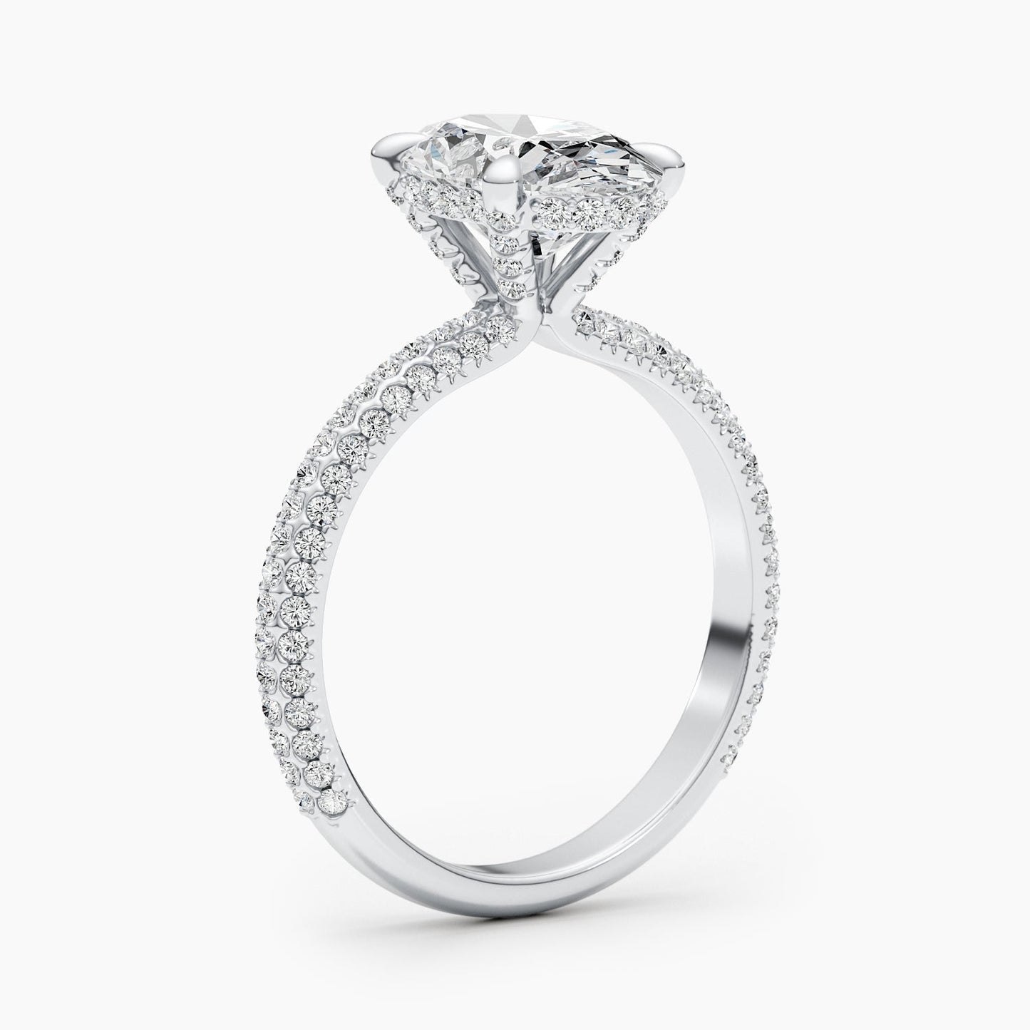 2.81ct Oval E- VS Pave Diamond Engagement Ring