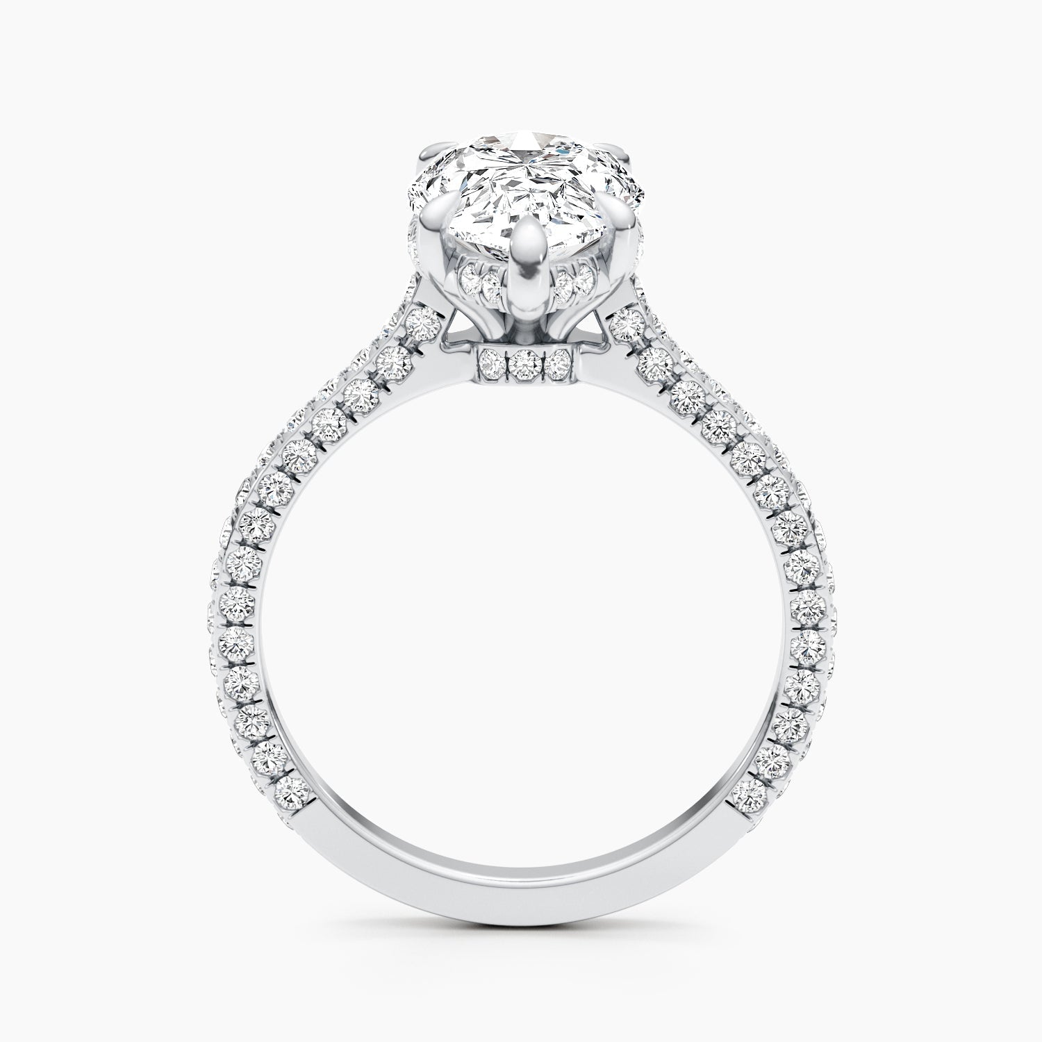 2.51ct Pear F- VS Hidden Halo & Pave Diamond Engagement Ring