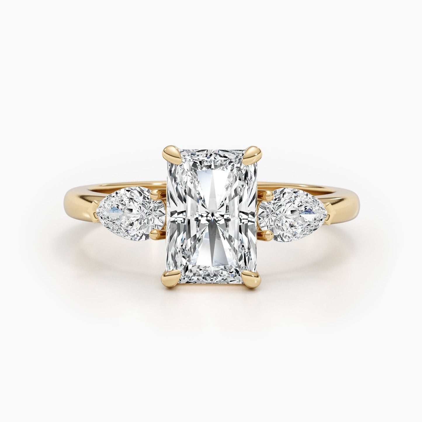 2.24ct Radiant F- VS 3 Stones Diamond Engagement Ring