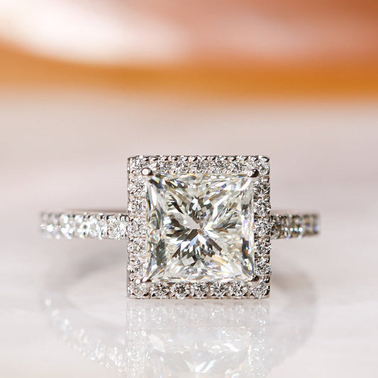 2.03 CT Princess Halo F/VS1 Diamond Engagement Ring