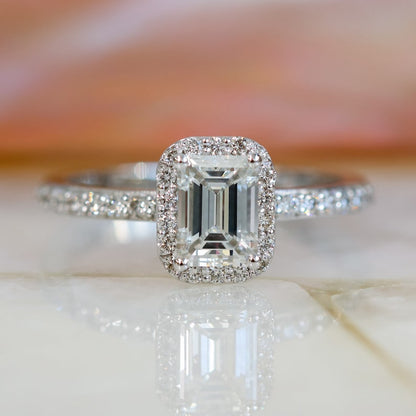 1.0 CT Emerald Halo F/VS1 Diamond Engagement Ring