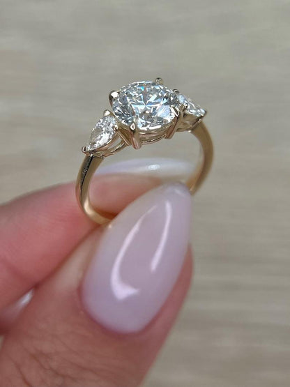 2.50 CT Round Three Stones CVD F/VS1 Diamond Engagement Ring