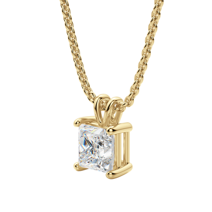 0.25 CT- 1.0 CT Princess Solitaire CVD F/VS Diamond Necklace