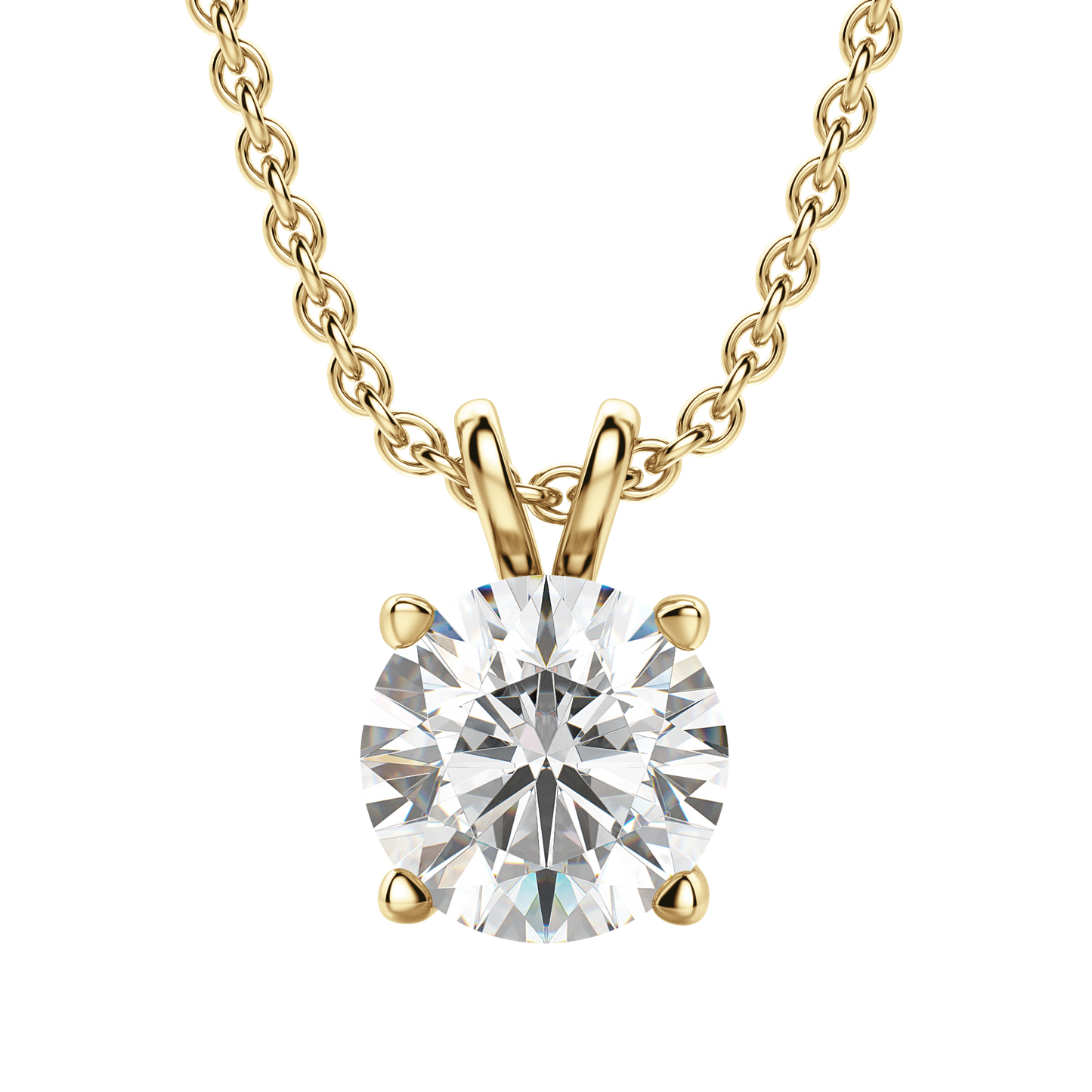 0.25 CT-1.0 CT Round Solitaire CVD F/VS Diamond Necklace