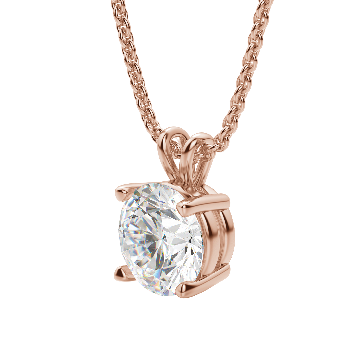 0.25 CT-1.0 CT Round Solitaire CVD F/VS Diamond Necklace