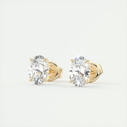 1.0 CT Oval Solitaire CVD G/VS Diamond Earrings